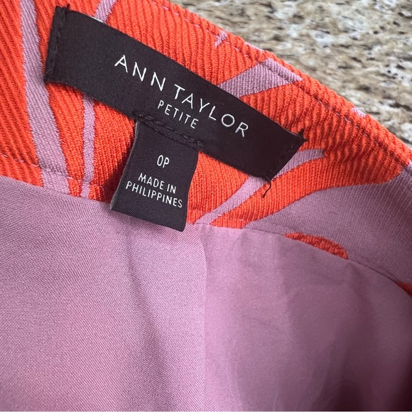 Ann Taylor Curvy Fan Leaf Orange Mauve Skirt 0P - Picture 5 of 10